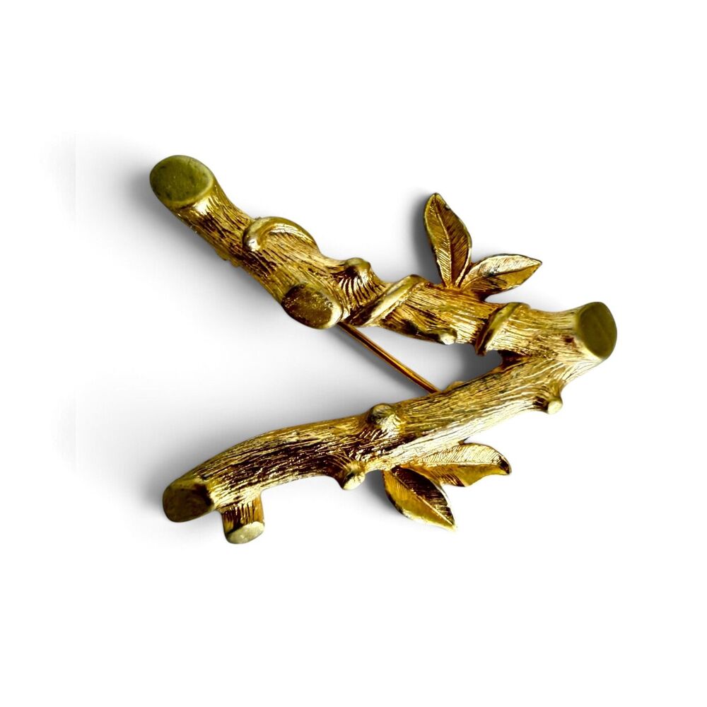 Vintage 1960s Sarah Coventry Gold Tone Tree Branch Leaf Brooch Pin